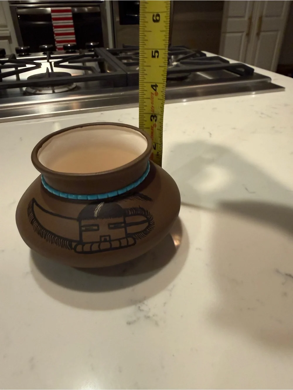 Signed Hopi Toad Native American Small Pottery Vase Turquoise